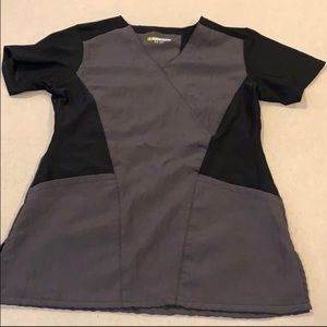 Black and gray scrub top